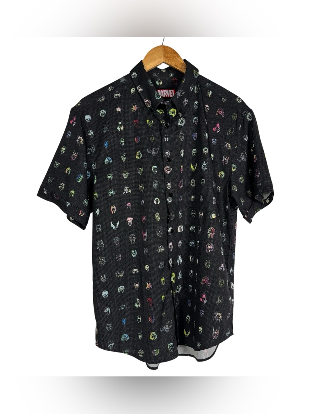 RSVLTS Marvel Kunuflex Short Sleeve Shirt Marvel Faces Neon Anniversary Men's M
